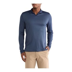 Robert Barakett Adison Long Sleeve Johnny Collar Polo Navy Men’s Size XXL
